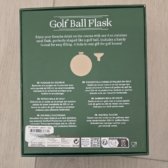 NWT/NIB Kikkerland Stainless Steel Silver Golf Ball Flask Set - Picture 3 of 3